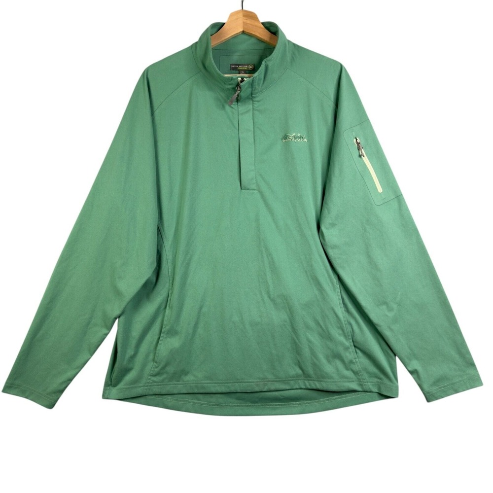 Peter Millar Crown Sport Microfiber‎ XL Green Zip Mock neck Long sleeve Jacket